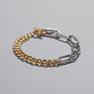 Gold and Silver Chain Duex with Water Pearl Bracelet